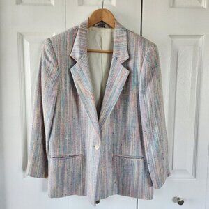 Talbots Vintage 100% Pure Silk Colorful 1 Button Blazer